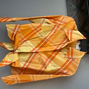 Carlisle Orange and Yellow Plaid Silk Shirt